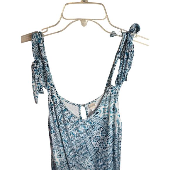 L*SPACE NWOT Girl in Motion Dress Blue Patchwork Swim Coverup Shoulder Ties Sz S - Picture 6 of 12
